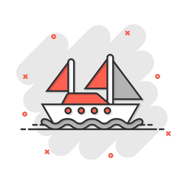 Tourism Ship Icon Comic Style Fishing Boat Cartoon Vector Illustration — Stock Vector