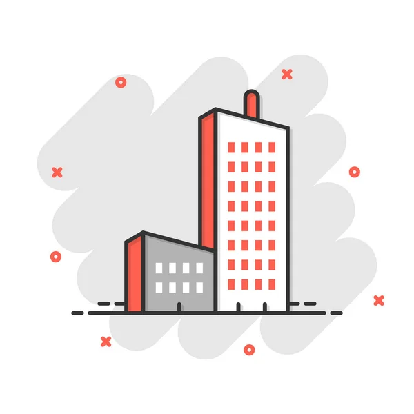 Icono Del Edificio Estilo Cómico Ciudad Rascacielos Apartamento Dibujo Animado — Archivo Imágenes Vectoriales