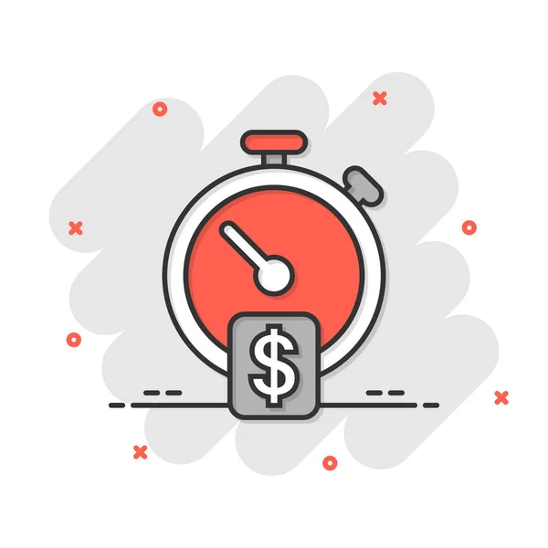 Tiempo Icono Del Dinero Estilo Cómico Reloj Con Ilustración Vectores — Vector de stock