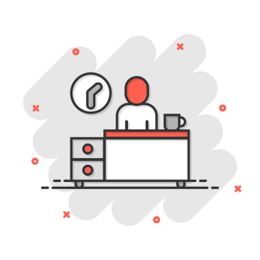 Masa lambası ve saat simgesi olan insanlar. Beyaz izole edilmiş arka planda eşzamanlı uzay vektör çizimi. Serbest İşyeri Etki Etkisi İş Konsepti.