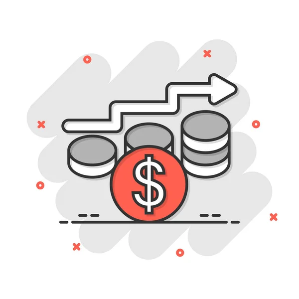 Income Rate Increase Icon Comic Style Finance Performance Cartoon Vector — Stock Vector