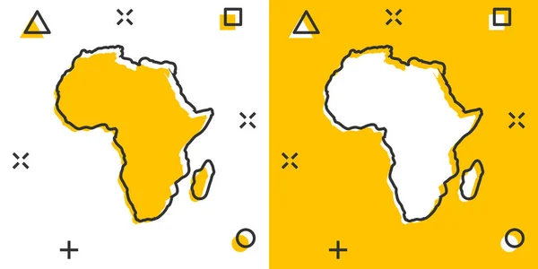 漫画アフリカマップアイコン漫画スタイルで アトラスイラストピクトグラム 国の地理記号スプラッシュビジネスコンセプト — ストックベクタ