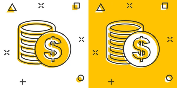 Comicmünzen Ikone Comic Stil Dollarzeichen Abbildung Piktogramm Geschäftskonzept Währung — Stockvektor