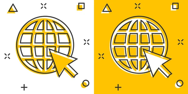 Vektor Tecknad Till Websikonen Komisk Stil Globe Världstecken Illustration Piktogram — Stock vektor