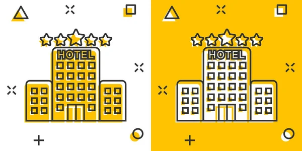 Εικονίδιο Ξενοδοχείου Κινουμένων Σχεδίων Διάνυσμα Στυλ Κόμικ Πύργος Σύμβολο Εικονογράφηση — Διανυσματικό Αρχείο