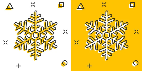 Vektorové Kreslené Ikony Sněhové Vločky Komickém Stylu Ilustrační Piktogram Zimní — Stockový vektor