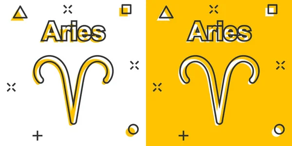 Desenhos Animados Vetoriais Aries Ícone Zodíaco Estilo Cômico Astrologia Signo — Vetor de Stock