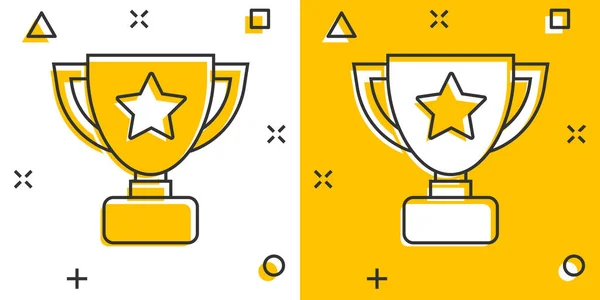 Vector Cartoon Trophy Cup Ikone Comic Stil Winner Zeichen Illustration — Stockvektor