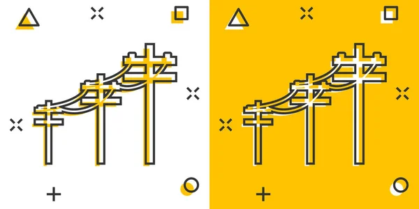 Ikona Linii Wysokiego Napięcia Linii Energetycznych Wektora Stylu Komiksowym Piktogram — Wektor stockowy