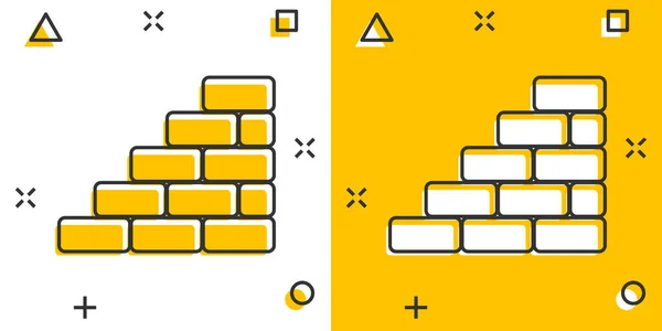 Vektor Tecknad Vägg Tegelsten Ikon Komisk Stil Väggskylt Illustration Piktogram — Stock vektor