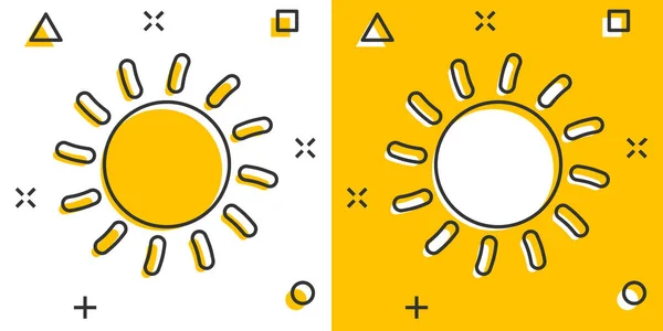 Icône Soleil Vectoriel Dessin Animé Dans Style Comique Soleil Avec — Image vectorielle