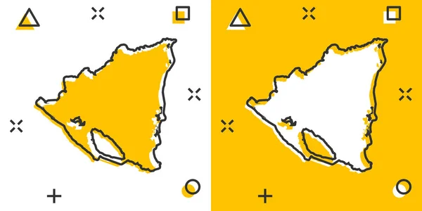 Векторная Карикатура Икона Карты Никарагуа Комическом Стиле Никарагуа Знак Иллюстрации — стоковый вектор