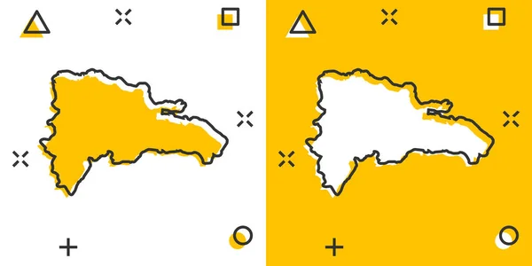 Desenho Animado Vetorial Ícone Mapa República Dominicana Estilo Cômico República — Vetor de Stock