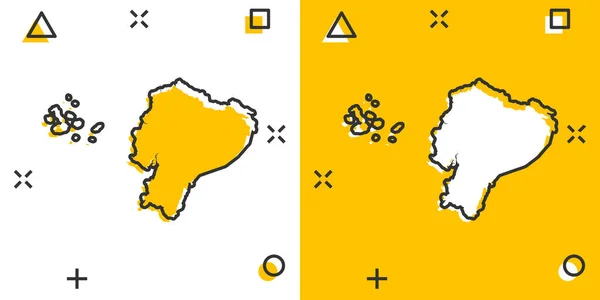 Vector Cartoon Ecuador Map Icon Comic Style Англійською Знак Еквадору — стоковий вектор