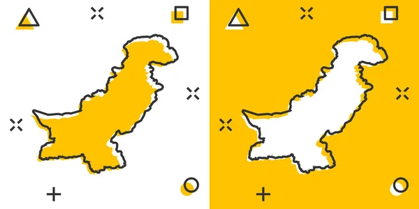 Векторная Икона Карты Пакистана Комическом Стиле Пакистан Подписывает Иллюстрационную Пиктограмму — стоковый вектор