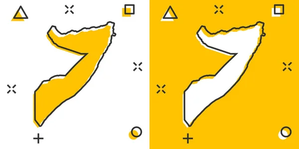 Vektorový Karikatura Somálsko Mapa Ikona Komiksu Stylu Somálský Symbol Ilustrační — Stockový vektor