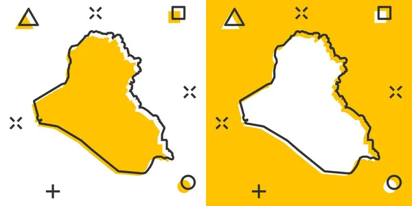 Векторная Икона Карты Ирака Стиле Комиксов Ирак Подписывает Иллюстрационную Пиктограмму — стоковый вектор