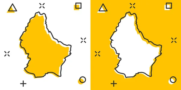 Векторная Икона Карты Люксембурга Комическом Стиле Люксембургский Знак Иллюстрации Пиктограммы — стоковый вектор