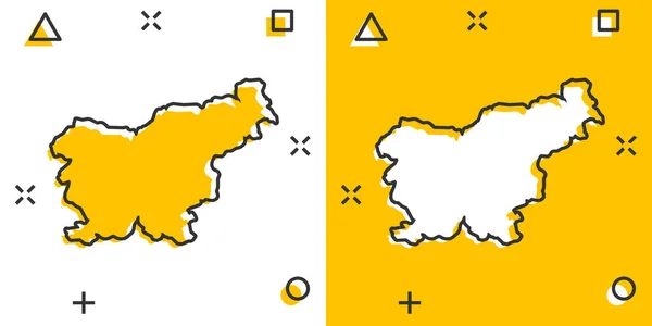 Векторная Икона Карты Словении Комическом Стиле Словения Знаковый Рисунок Пиктограммы — стоковый вектор