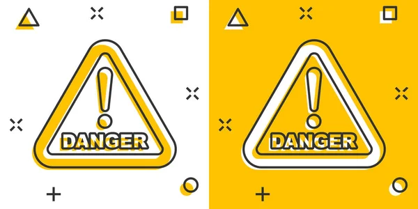 Icône Danger Dessin Animé Vectoriel Dans Style Comique Attention Signe — Image vectorielle