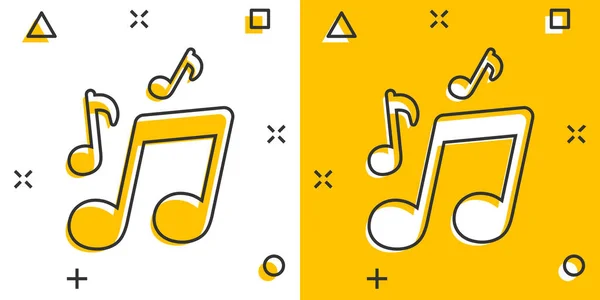 Icono Música Dibujos Animados Vectorial Estilo Cómico Signo Nota Sonora — Vector de stock