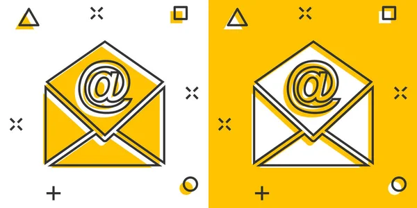 Ikona Vektorové Kreslené Pošty Komiksovém Stylu Mailová Značka Ilustrační Piktogram — Stockový vektor