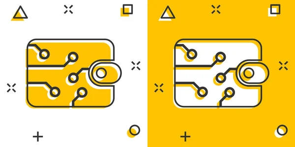 Icône Portefeuille Numérique Dans Style Comique Pictogramme Illustration Dessin Animé — Image vectorielle