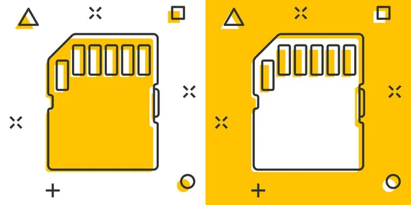 微型Sd卡图标在漫画风格 在白色孤立背景上的存储芯片向量卡通画 存储适配器业务概念飞溅效应 — 图库矢量图片