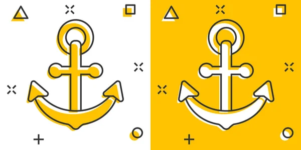 Boot Anker Pictogram Stripstijl Maritiem Materiaal Vector Cartoon Illustratie Witte — Stockvector