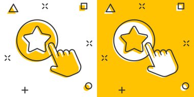 Komik bir şekilde sadakat kartı simgesine tıklayın. Beyaz izole edilmiş arka planda el üstünde ödül karikatürü çizimi. İndirimli sıçrama etkisi iş konsepti.