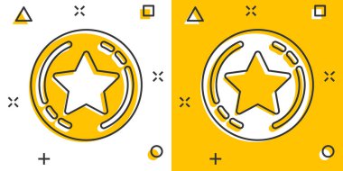 Komedi tarzında sadakat simgesi. Beyaz izole edilmiş arka planda çizgi film vektör illüstrasyonu ödüllendir. İndirimli sıçrama etkisi iş konsepti.