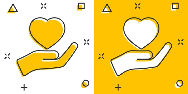 Icono Del Cuidado Del Corazón Estilo Cómico Ilustración Dibujos Animados — Vector de stock