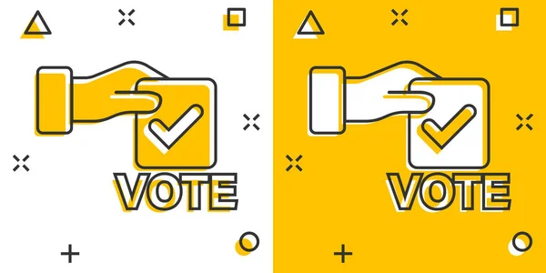 Vota Icona Stile Comico Schede Elettorali Illustrazione Vettoriale Cartone Animato — Vettoriale Stock