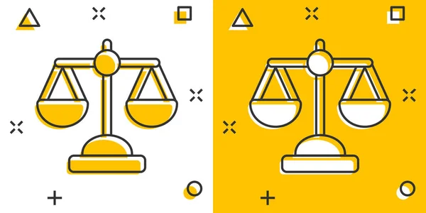 Κλίμακα Ισορροπία Εικονίδιο Στυλ Κόμικ Εικόνα Διανύσματος Κινουμένων Σχεδίων Δικαιοσύνης — Διανυσματικό Αρχείο