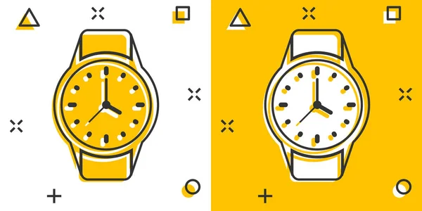 Icône Montre Bracelet Dans Style Comique Horloge Main Dessin Animé — Image vectorielle