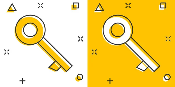 Icono Clave Estilo Cómico Contraseña Ilustración Vectorial Dibujos Animados Sobre — Vector de stock