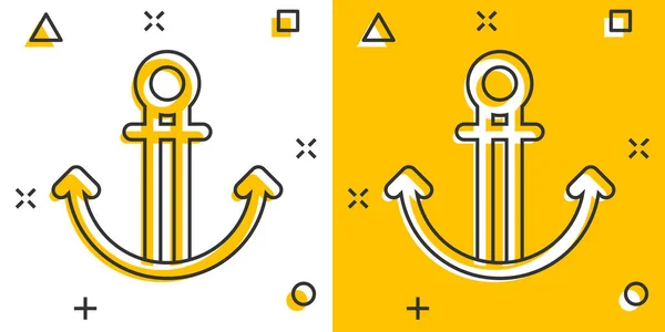 Boat Anchor Icon Comic Style Vessel Hook Cartoon Vector Illustration — Stock Vector