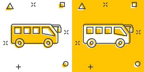 Icône Bus Dans Style Comique Illustration Vectorielle Dessin Animé Coach — Image vectorielle