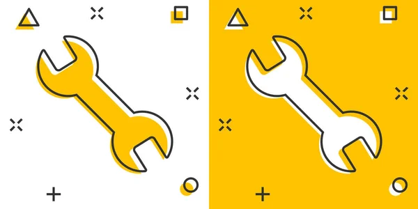 Schraubenschlüssel Ikone Comic Stil Schlüsselfigur Cartoon Vektor Illustration Auf Weißem — Stockvektor