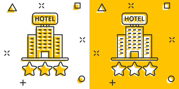 Hotel Estrellas Signo Icono Estilo Cómico Inn Edificio Ilustración Vectorial — Vector de stock