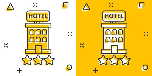 Hotel Estrellas Signo Icono Estilo Cómico Inn Edificio Ilustración Vectorial — Vector de stock