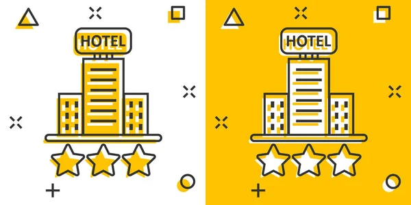 Hotel Estrellas Signo Icono Estilo Cómico Inn Edificio Ilustración Vectorial — Archivo Imágenes Vectoriales