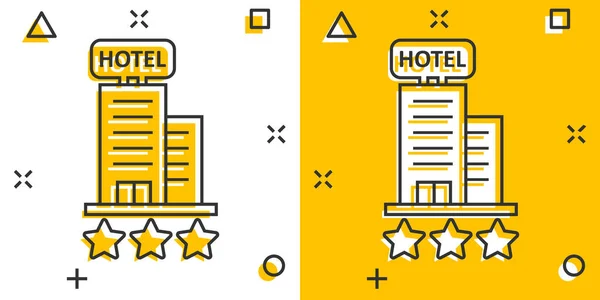 Hotel Estrellas Signo Icono Estilo Cómico Inn Edificio Ilustración Vectorial — Vector de stock