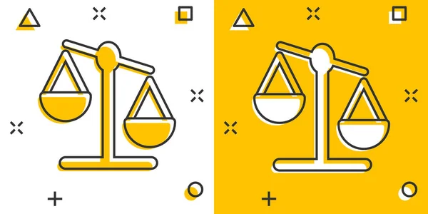 Κλίμακα Ισορροπία Εικονίδιο Στυλ Κόμικ Εικόνα Διανύσματος Κινουμένων Σχεδίων Δικαιοσύνης — Διανυσματικό Αρχείο