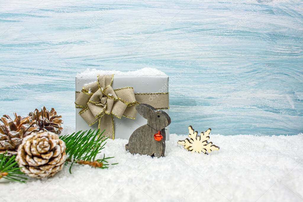 Christmas background with decorations and gift 