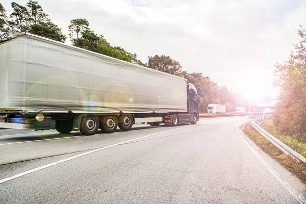 Movimento Offuscato Camion Sull Autostrada Logistica Trasporti — Foto Stock