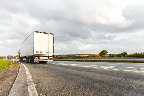 Camions Flous Mouvement Sur Autoroute Logistique Transport — Photo