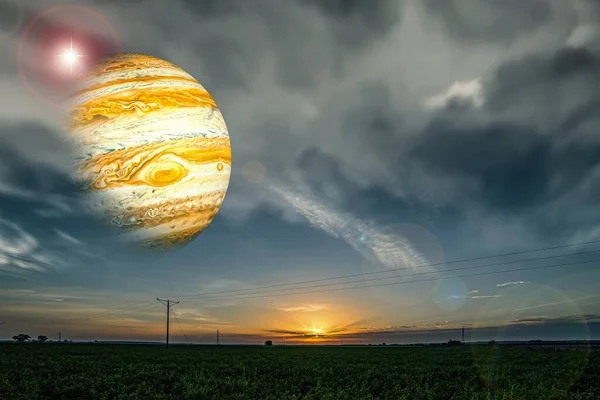 Jupiter Peisajul Norilor Nou Apus — Fotografie, imagine de stoc