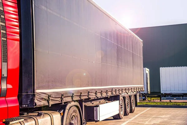 Vrachtwagen Afwachting Van Laden Lossen Transport Logistiek — Stockfoto