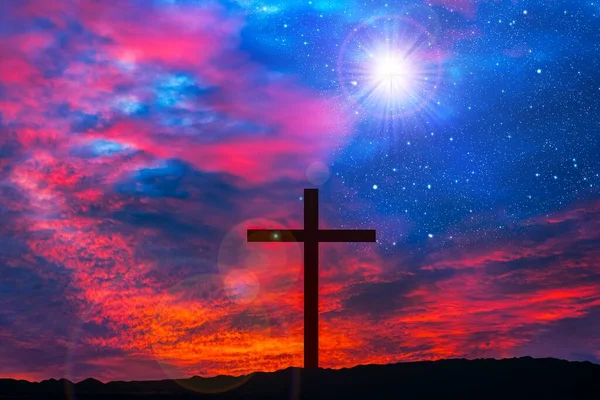 Cruz Dios Los Rayos Del Sol Antecedentes Religiones — Foto de Stock